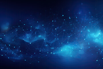 Abstract blue plexus dots and lines connected background wallpaper science