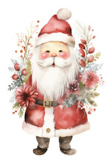 Obraz premium Santa Claus watercolor style isolated on a white background traditional