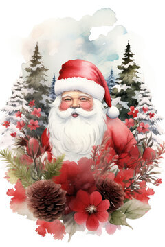 Santa Claus watercolor style isolated on a white background traditional