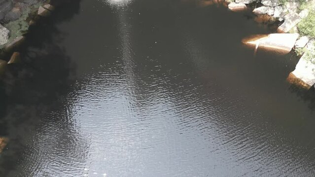 Drone footage of the scenic waterfall Chorro San Luis embedded in a thick, tropical forest near Robor&eacute; in the lowlands of Bolivia - Traveling and exploring South America - raw version