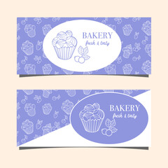 set of vector banners with bakery products. bakery shop banners, vector illustration