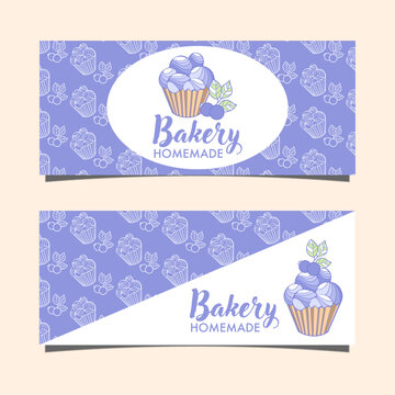 set of vector banners with bakery products. bakery shop banners, vector illustration
