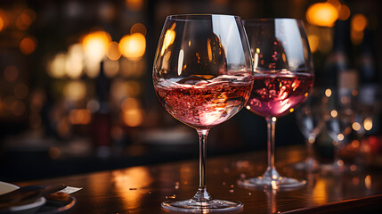 Glasses of rose wine - obrazy, fototapety, plakaty