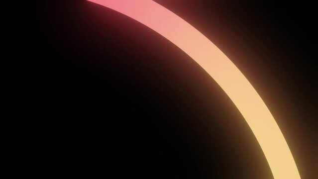 Animated seamless looping background, orange peach yellow gradient pattern with glowing light on black, 16 9 4K HD 