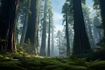 forest in fog, Generative AI