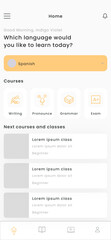 Language Learning, Online Classes and English Courses Mobile App UI Kit Template