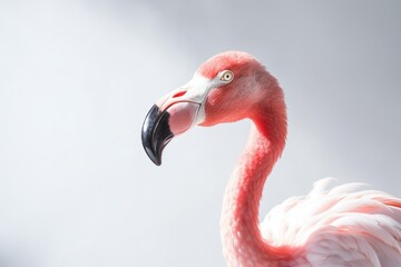 Isolated flamingo wearing sunglasses on white background. Generative AI