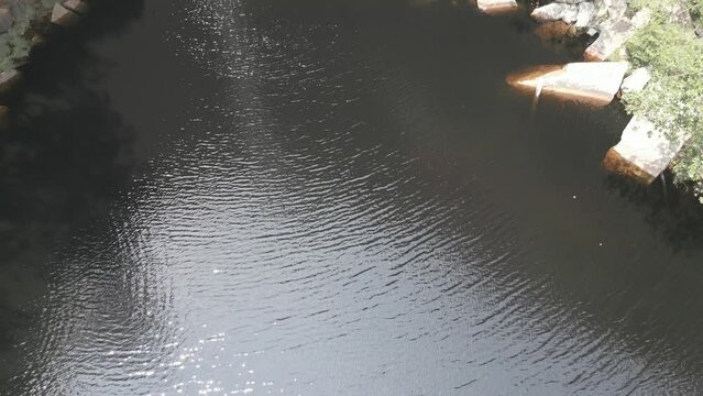 Drone footage of the scenic waterfall Chorro San Luis embedded in a thick, tropical forest near Robor&eacute; in the lowlands of Bolivia - Traveling and exploring South America - raw version