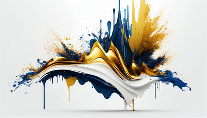 Splashes Abstract modern background. Color splash Blue and Gold color On White Background Ai...