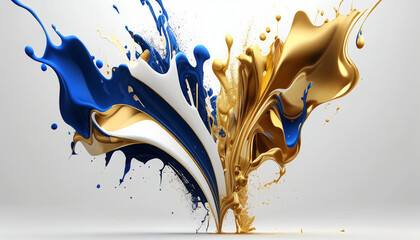 Splashes Abstract modern background. Color splash Blue and Gold color On White Background Ai...