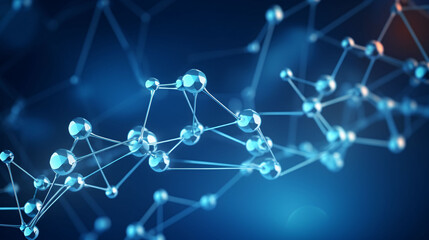 Abstract futuristic molecules technology with polygonal shapes on dark blue background