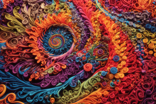 A colorful design with a spiral design