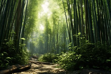 Fototapeta na wymiar green bamboo forest, Generative AI