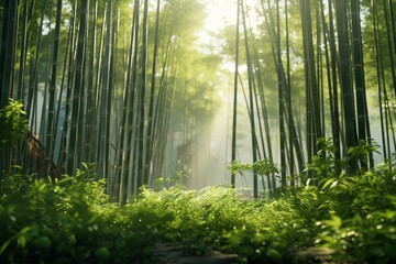 green bamboo forest, Generative AI