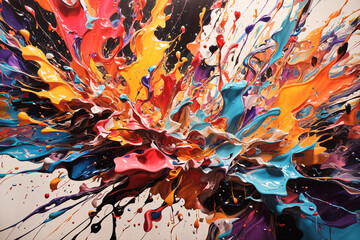 Obraz na płótnie Canvas Abstract paint splashing in vibrant colors liquid motion
