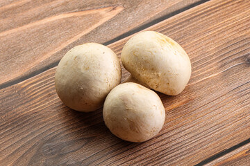 Natural organic ripe champignon mushrooms
