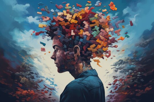 Person with overthinking and lots of thoughts