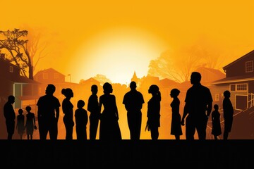 Fototapeta premium Silhouettes of people from marginalized communities in town