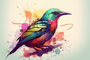 Illustration of colorful bird. Generative AI
