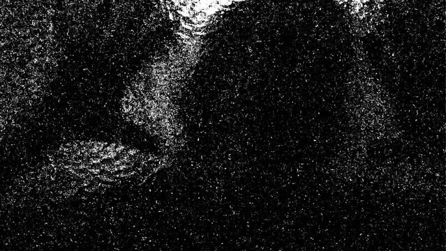 Silhouette of a mad male person or ghost and static tv black and white noise, scary movie tv screen noise