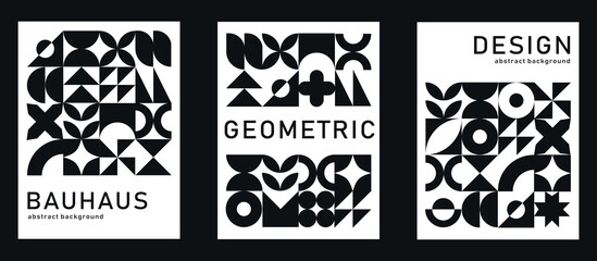 Set of geometric poster, bauhaus shapes pattern, bauhaus abstract collaction of backgrounds, modern trendy design poster