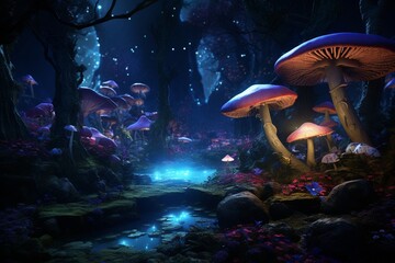 Fototapeta na wymiar mushrooms in the forest, Generative AI
