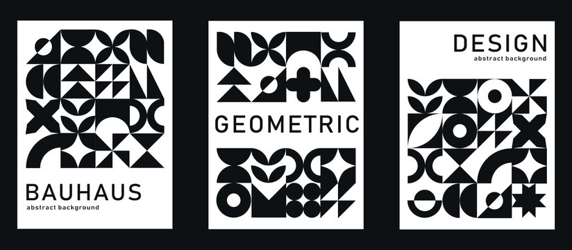 Set of geometric poster, bauhaus shapes pattern, bauhaus abstract collaction of backgrounds, modern trendy design poster
