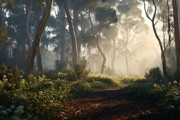 sunrise in the forest, Generative AI