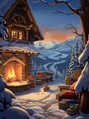 A winter wonderland house with snow-covered landscapes and a cozy fireplace, ai generator