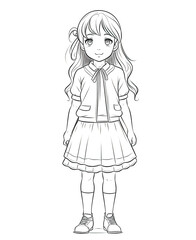 Fototapeta premium Coloring book for children, girl character.