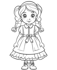 Fototapeta premium Coloring book for children, little girl princess character.