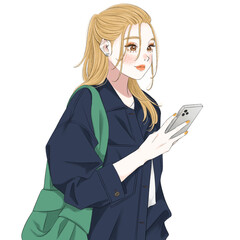 スマホを見る女性
