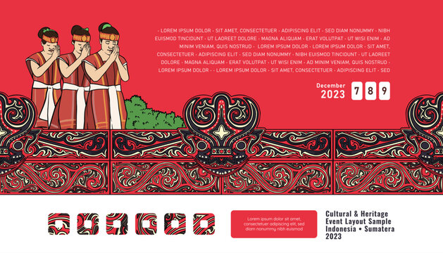 Batak illustration design layout template background