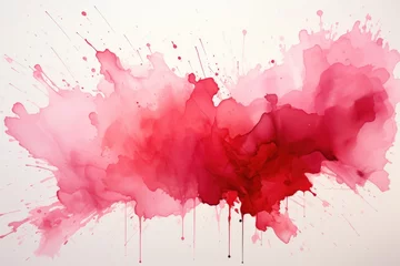 Zelfklevend Fotobehang A painting of red paint splattered on a white wall. © Friedbert