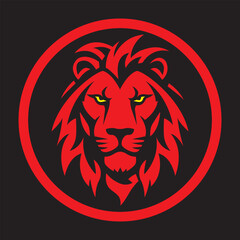 Lion head simple rounded logo template, esports style symbol, icon, badge
