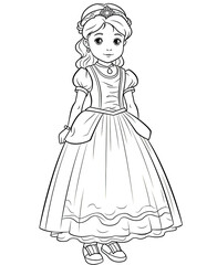 Obraz na płótnie Canvas Coloring book for children, princess girl character.