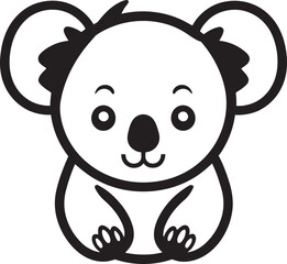 Silhouette of a Tree Hugging Sweetheart Vectorized Monochrome Koala Icon