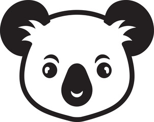 Eyes of the Cuddly Climber Vectorized Monochrome Koala Icon of Delight