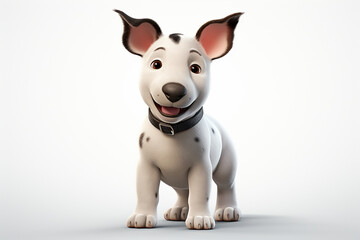 Naklejka premium Bull Terrier cartoon on a white background. Adorable 3D animal portrait.