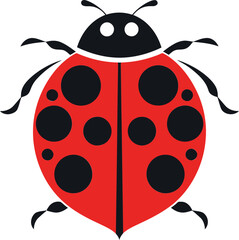 Obraz premium Nighttime Insect Polka Dotted Silhouette Contemporary Ladybug Mark in Shadows