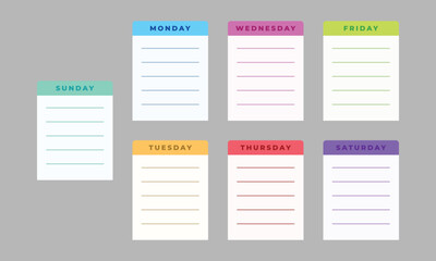 Colorful daily planner with blank page template. Minimalist vector template for schedule, planner, or note.