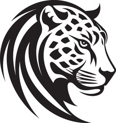 Vector Wildcat Black Leopard Emblem Hunt in Style Black Vector Leopard Icon