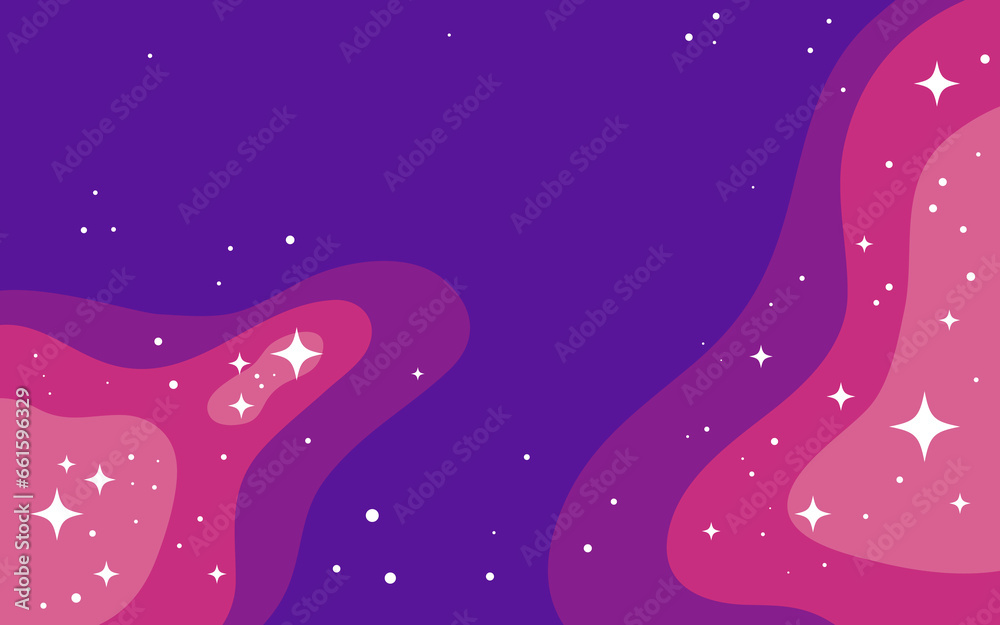 Poster vector space background . cute flat style template with stars in outer space%09