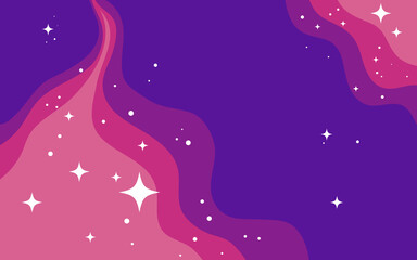Vector space background . Cute flat style template with Stars in Outer space%09