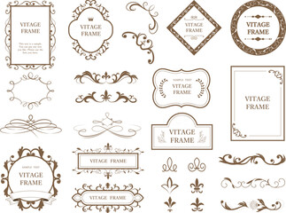 Vintage ornate frames and scroll elements. Antique ornament.