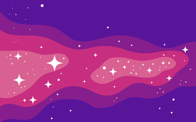Vector space background . Cute flat style template with Stars in Outer space%09