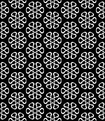 Black and white seamless abstract pattern. Background and backdrop. Grayscale ornamental design. Mosaic ornaments. Vector graphic illustration. EPS10.