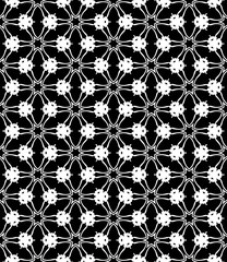 Black and white seamless abstract pattern. Background and backdrop. Grayscale ornamental design. Mosaic ornaments. Vector graphic illustration. EPS10.