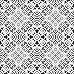 Black and white seamless abstract pattern. Background and backdrop. Grayscale ornamental design. Mosaic ornaments. Vector graphic illustration. EPS10.