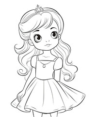 Fototapeta premium Coloring book for children, little girl princess character.